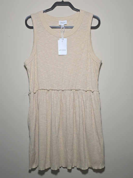 heyson Dresses & Skirts - HEYSON Ribbed Babydoll Mini Dress NWT 1XL Cream Flowy Tank Dress